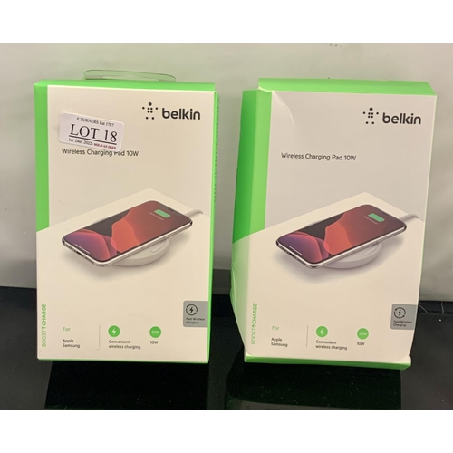 18 - BOXED SET OF 2 BELKIN WIRELESS CHARGING PADS