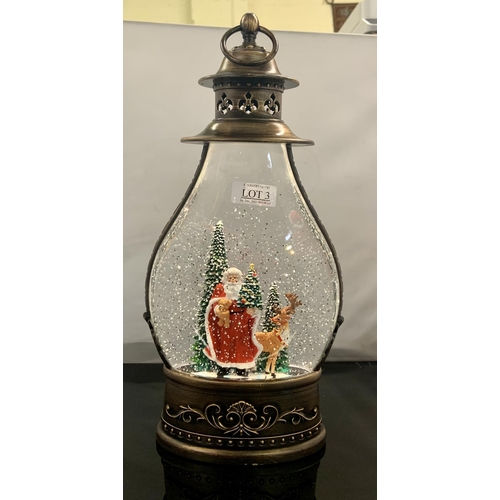 3 - HOLIDAY LANTERN WITH LED LIGHTS - SANTA SNOW SCENE