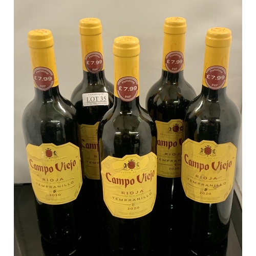 35 - 5 X BOTTLES OF CAMPO VIEJO RIOJA 2020