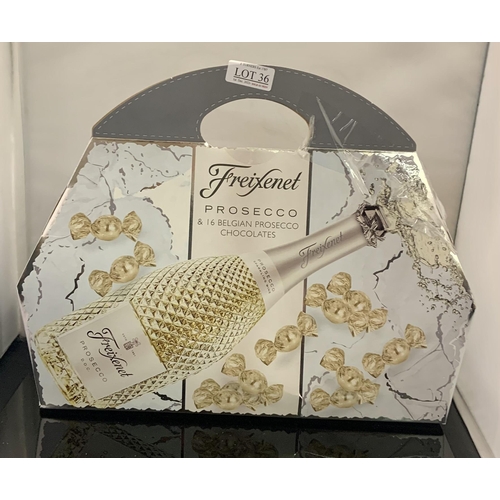 36 - BOXED FREIXENET PROSECCO GIFT SET WITH 6 BELGIAN PROSECCO CHOCOLATES