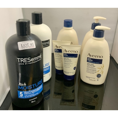 41 - SKIN AND HAIRCARE LOT - INC. TRESEMME RICH MOISTURE SHAMPOO AND CONDITIONERS TOGETHER WITH AVEENO MO... 