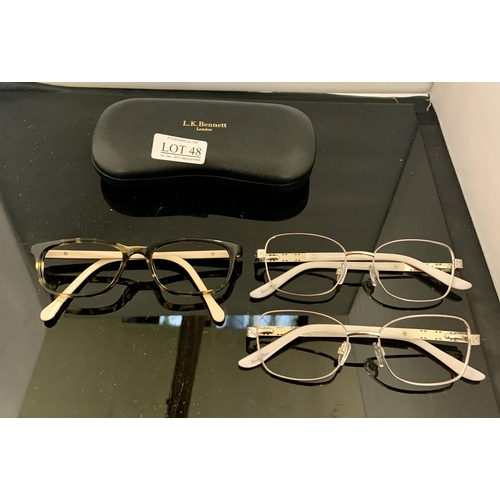 48 - PAIR OF LK BENNETT SPECTACLE FRAMES WITH CASE - LKB007 TOGETHER WITH 2 X PAIRS OF SOPHIA LOREN SPECT... 