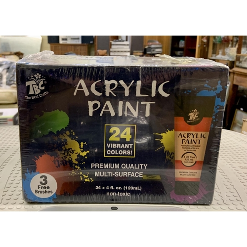 220 - BOXED SET OF 24 TBC ACRYLIC PAINTS EACH ONE 120ML SEALED AS/NEW