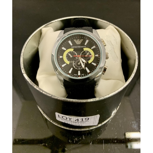 419 - EMPORIO ARMANI FLYBACK CHRONOGRAPH WRISTWATCH