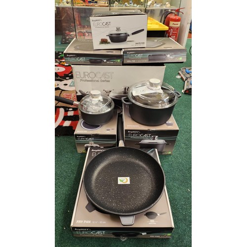 99 - BOXED BERGHOFF EUROCAST SIGNATURE PAN SET - 6 PANS/3 LIDS