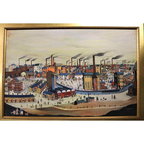 209 - (AFTER L S LOWRY) Framed Oil on Canvas 24