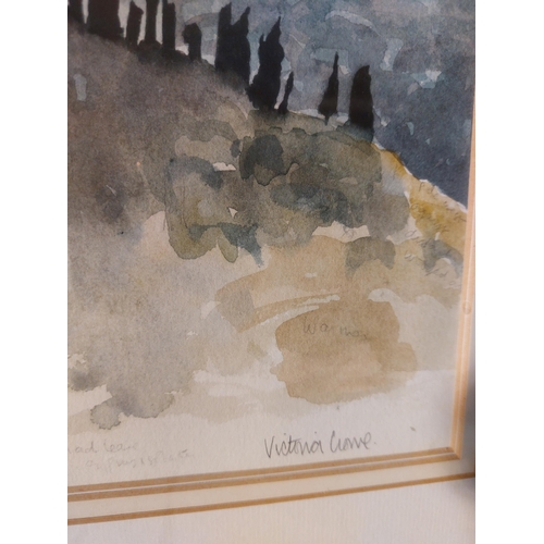 22 - Victoria Crowe OBE, DHC, FRSE, MA RSA, RSW - View from The Rocca, San Gimignano - Watercolour and an... 