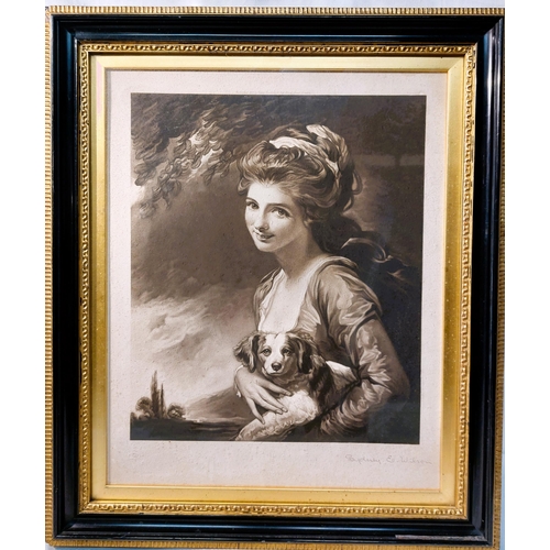 39 - Portrait of Lady Hamilton -Half length holding a Spaniel. Print. Published 1907 by Vicars Brothers 1... 