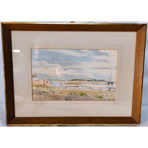 60 - Sheila Turner (b.1941) Watercolour The Mersey Framed and glazed cut card mount 11” by 16” signed low... 