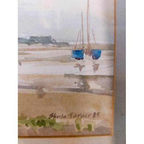 60 - Sheila Turner (b.1941) Watercolour The Mersey Framed and glazed cut card mount 11” by 16” signed low... 