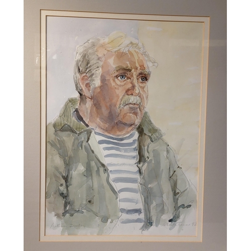 61 - Sheila Turner (b.1941) Watercolour Portrait Arthur Dooley Framed and glazed cut card mount 16” by 11... 