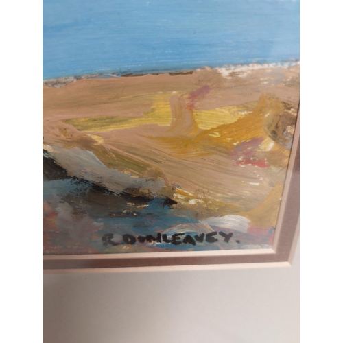 72 - R. Dunleavey Framed and Glazed Oil on Board Coastal scene before a storm. Signed Lower Right frame s... 