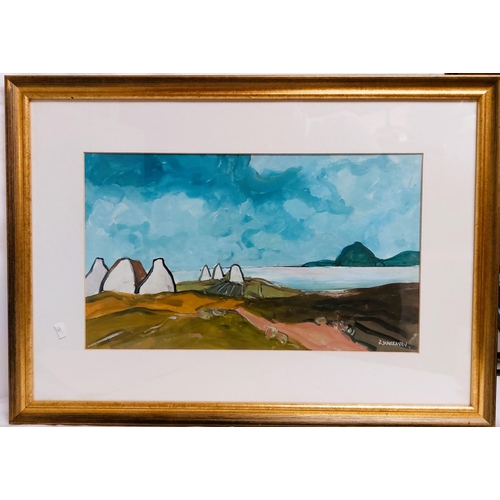 73 - R. Dunleavey Framed and Glazed Coastal scene with White Gables signed to lower right Frame size 17.5... 