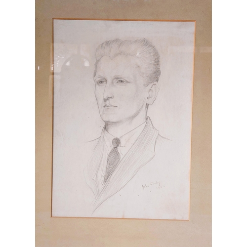 85 - A Pencil Sketch of Gus Carty - signed John Farley Oct 1926 Framed and mounted, Frame size 20” high b... 