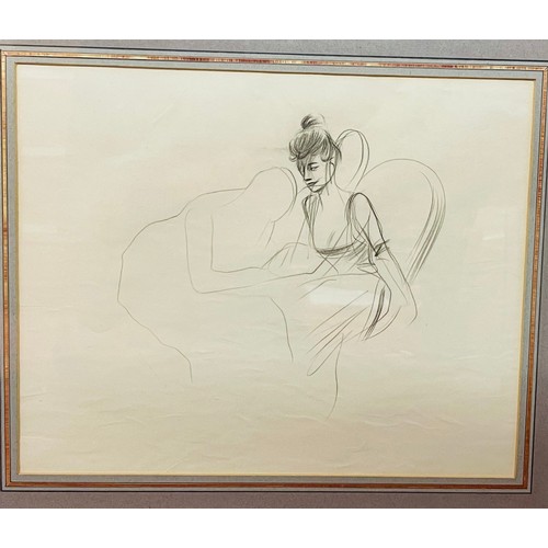 41 - Jean-Louis Forain (1852-1931)Seated Woman. A sketch. Graphite on paper Framed and glazed 30cm x 37.5... 