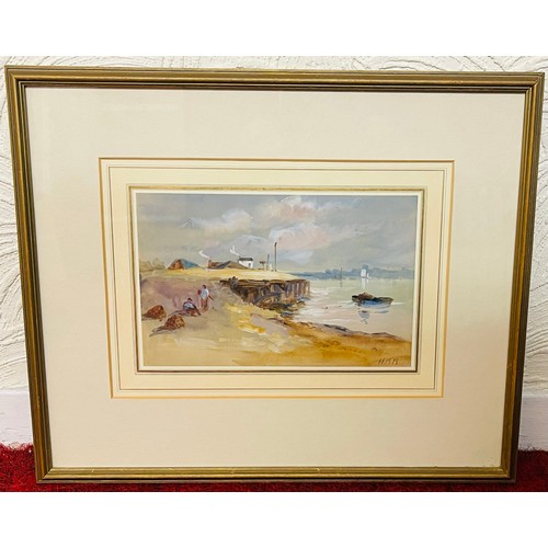 44 - Hercules Brabazon Brabazon (1790-1864) Estuary Scene Watercolour 15cm x 24cm Framed and Glazed
Signe... 