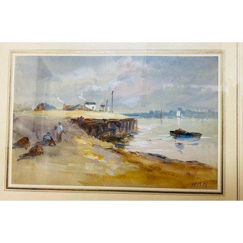 44 - Hercules Brabazon Brabazon (1790-1864) Estuary Scene Watercolour 15cm x 24cm Framed and Glazed
Signe... 