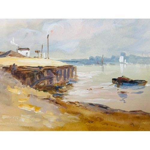 44 - Hercules Brabazon Brabazon (1790-1864) Estuary Scene Watercolour 15cm x 24cm Framed and Glazed
Signe... 