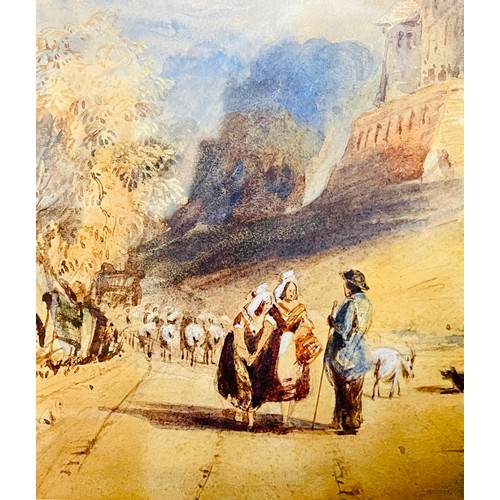 45 - Thomas Shotter Boys N.W.S (1803-1874) The Road to Lourdes Watercolour with heightened body colour
Fr... 