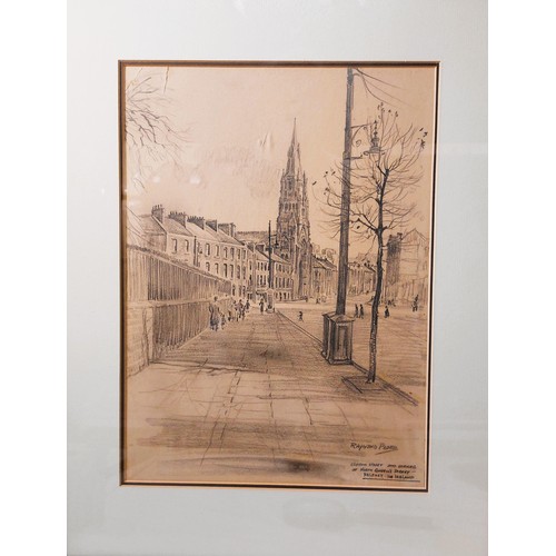 97 - Raymond Piper -Clifton St and Corner of Norths Queen street Belfast-Pencil sketch, signed in pencil ... 