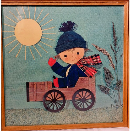 98 - Four Playful Children's Prints -Karen K,-paper label to back  Combridge Ltd Dublin -Frame size 13 ¾”... 