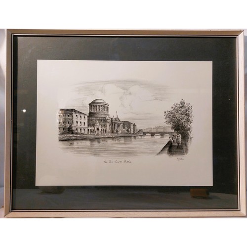 102 - The Four Courts Dublin - A Sketch - signed Judges lower right, Framed and mounted14 ½” high by 18 ½”... 