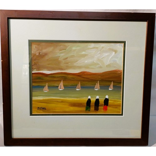 96 - Dylan - Fisherman's Return - Oil on Board -Signed lower left - Framed and Mounted - Frame 14 ¼ ” hig... 