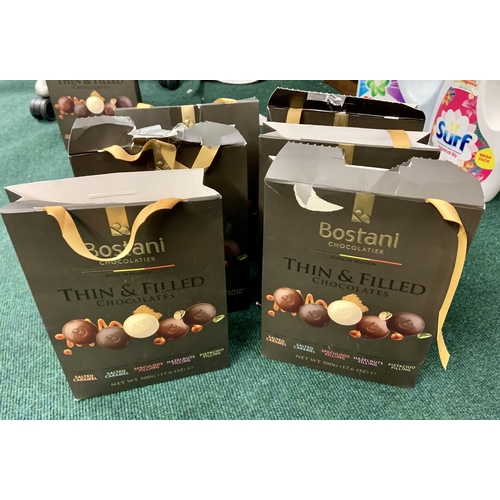 18 - CONFECTIONERY LOT - 6 X PACKS OF 500G BOSTANI CHOCOLATIER THIN AND FILLED CHOCOLATES (DGD PACKAGING)