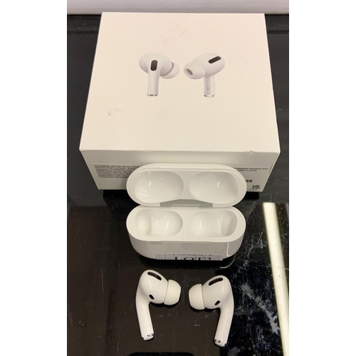 2 - BOXED PAIR OF APPLE AIR POD PROS IN WIRELESS CHARGING CASE WITH EXTRA BUDS AND CHARGING WIRE