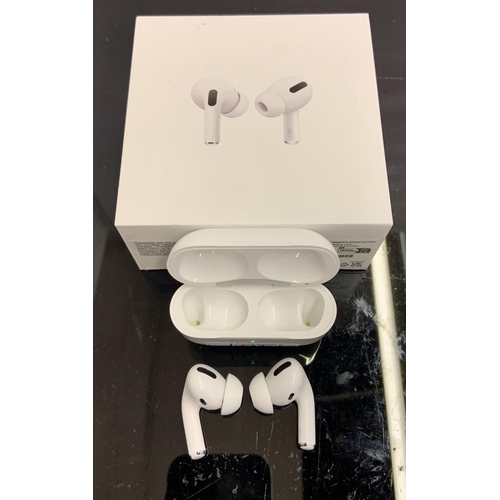 3 - BOXED PAIR OF APPLE AIR POD PROS IN WIRELESS CHARGING CASE WITH EXTRA BUDS AND CHARGING WIRE