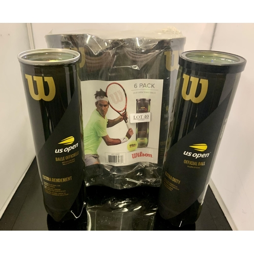 40 - 32 WILSON US OPEN OFFICIAL TENNIS BALLS - IN TUBES