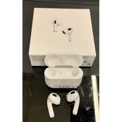 5 - BOXED PAIR OF APPLE AIR PODS 3RD GEN IN WIRELESS CHARGING CASE WITH CHARGING WIRE