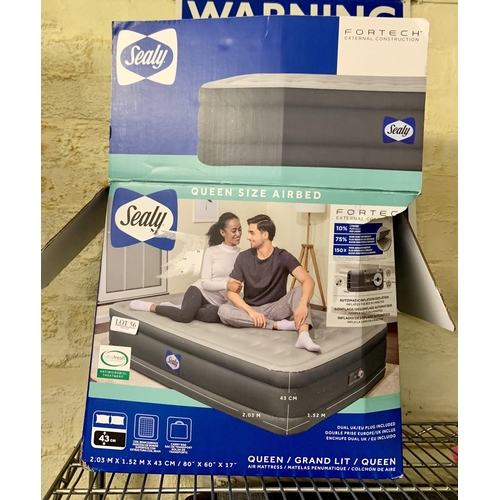 56 - BOXED SEALY QUEEN SIZED AIR BED WITH BUILT IN PUMP