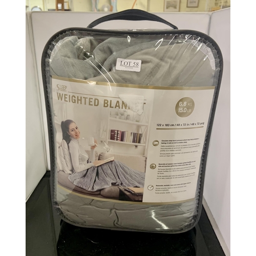 58 - A SLEEP PHILOSOPHY WEIGHTED BLANKET IN CARRY BAG - 6.8KG 122CM X 183CM - GREY