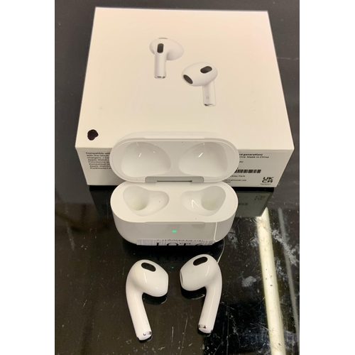 6 - BOXED PAIR OF APPLE AIR PODS 3RD GEN IN WIRELESS CHARGING CASE WITH CHARGING WIRE