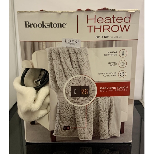 61 - BOXED BROOKSTONE HEATED THROW - IVORY