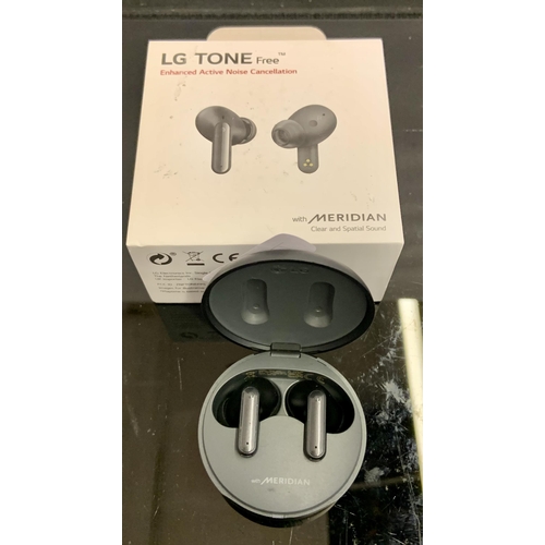 7 - BOXED PAIR OF LG TONE FREE ENHANCED ACTIVE NOISE CANCELLATION EAR BUDS WITH CHARGING WIRE