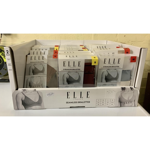 181 - BOX OF APPROX 22 ELLE 2 PACK SEAMLESS BRALETTES - SIZE S/M