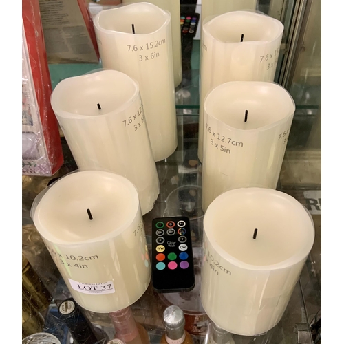 37 - SET OF 6 LED R/C FLAMELESS CANDLES