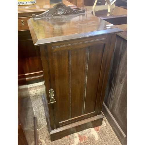 394 - VICTORIAN ROSEWOOD POT CUPBOARD WITH BRASS HANDLES