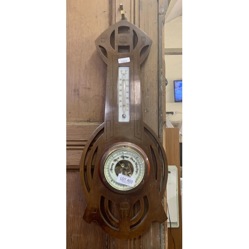 403 - UNUSUAL WALNUT ART NOUVEAU STYLE DESIGN WALL BAROMETER