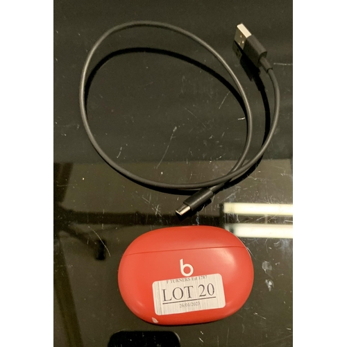 20 - PAIR OF BEATS STUDIO BUDS IN CHARGING CASE WITH CHARGING WIRE - RED