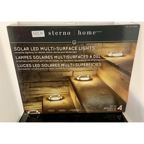 36 - BOXED STERNO HOME SOLAR LED MULTI SURFACE LIGHT - FOR DECKS/STAIRS