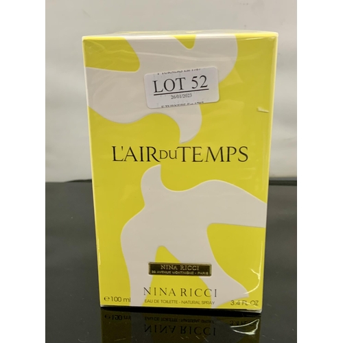 52 - BOXED L'AIR DU TEMPS EAU DE TOILETTE 100ML - SEALED AS NEW