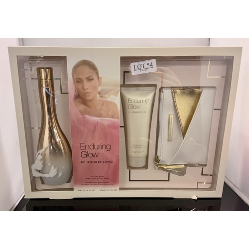 54 - BOXED ENDURING GLOW BY JENNIFER LOPEZ - EAU DE PARFUM/BODY LOTION AND COIN PURSE GIFT SET