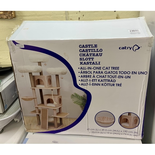 219 - BOXED CATRY ALL IN ONE CAT TREE - 190CM HIGH - CAT ENTERTAINMENT CENTRE