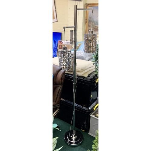 223 - BRIDGE PORT DESIGNS THREE TIER FLOOR LAMP WITH CHROME/CRYSTAL SHADES