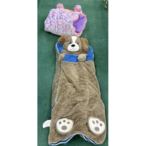 233 - SET OF 2 HUG FUN SLUMBER CHARACTER SLEEPING BAG - UNICORN AND BEAR