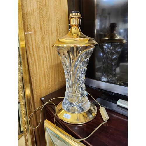 273 - A NACHTMANN LEUCHTEN CRYSTAL AND BRASS TABLE LAMP (NO SHADE) GWO