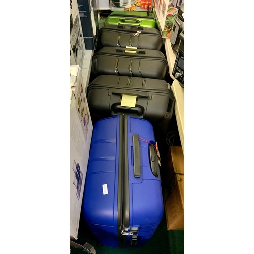 249 - 5 VARIOUS HARDSIDE LARGE SUITCASES INC AMERICAN TOURISTER AND SAMSONITE (ALL VARIOUS FAULTS)